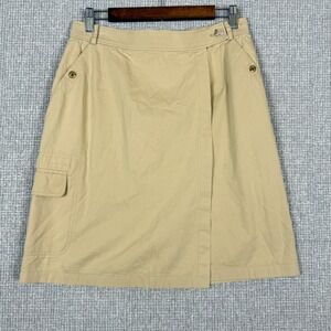 Vtg Escada Sport Wrap Skirt Sz 38 M 8 A-Line Khaki Cotton Blend Preppy Cargo Y2K